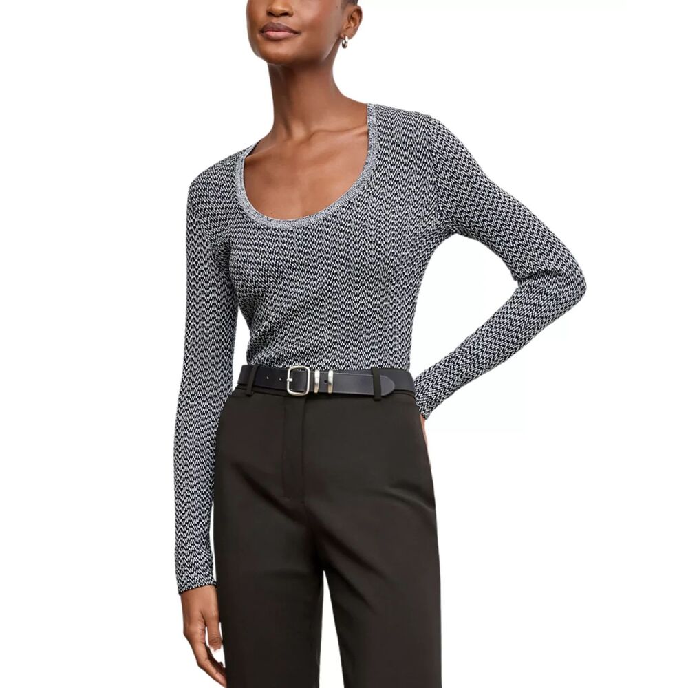 M.M.LaFleur The Rae Day to Night Top in Black/White XL